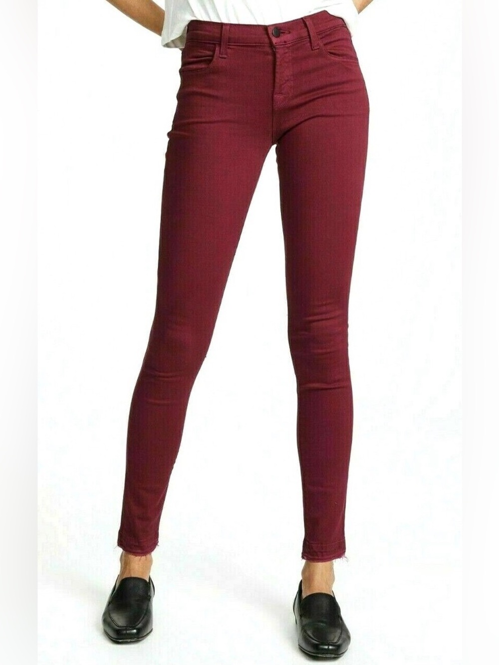 J Brand 620 Mid Rise Super Skinny Jeans  Red Plum Womens Sz 27